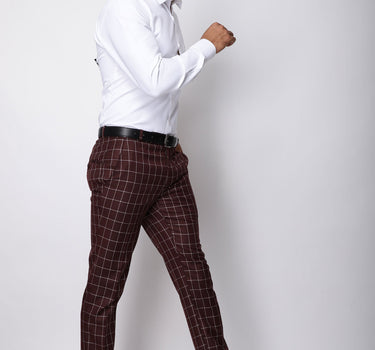 Check Trouser Maroon